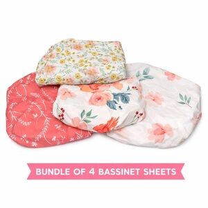 Bundle of 4 Bassinet Sheets Floral & Pink Prints EXCELLENT CONDITION